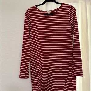 Soft Joie Burgundy and Cream Striped Dress
